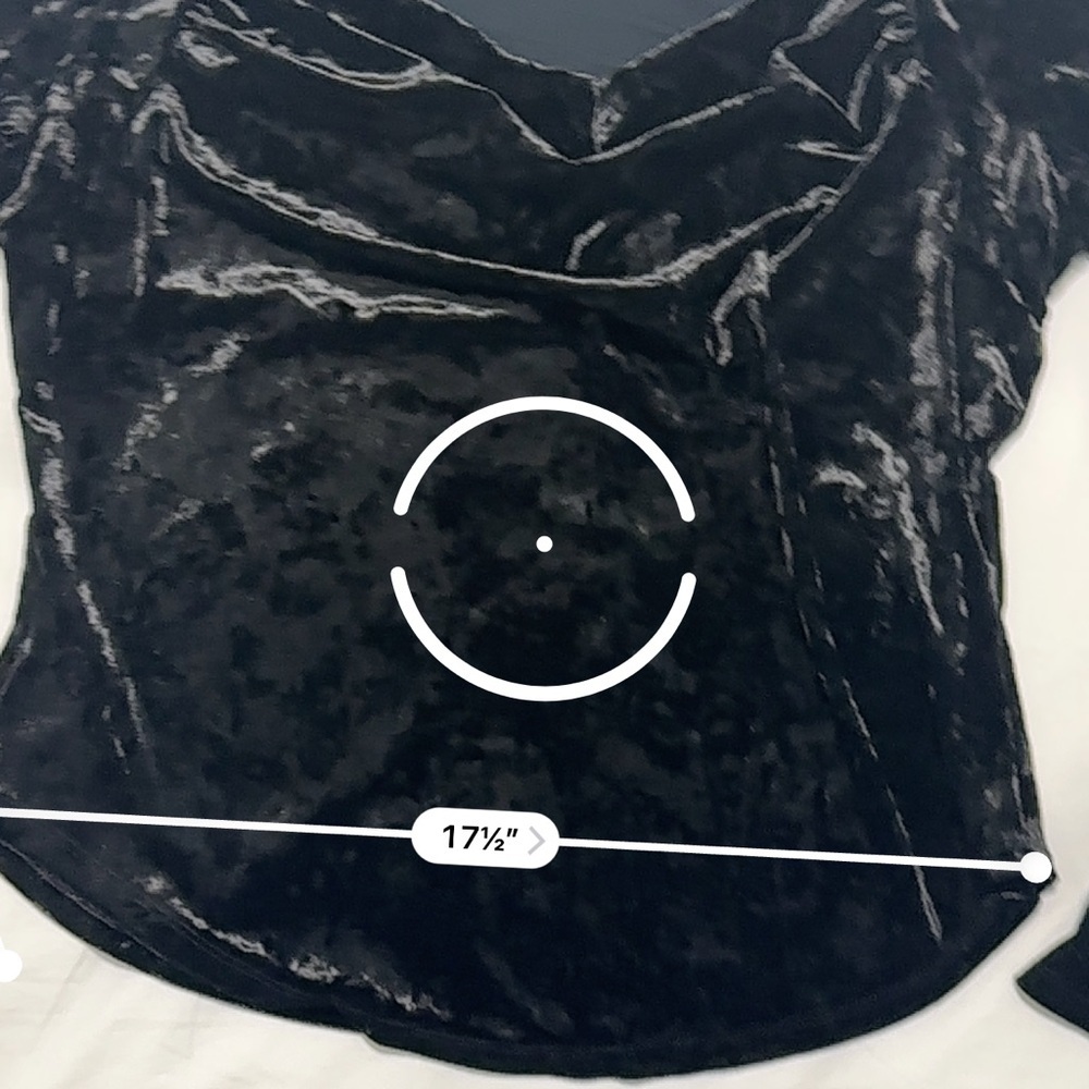 Free People Black Velvet Long Sleeve Top Cowl Neck Rounded Hem Size XL - Picture 4 of 8